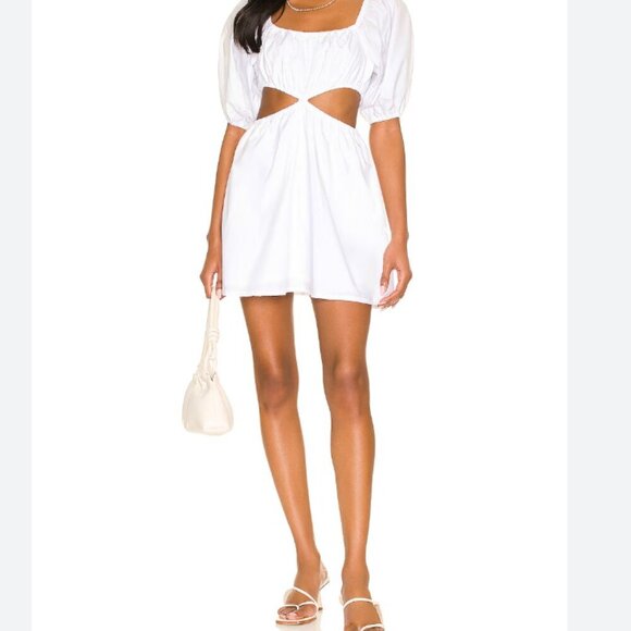 Faithfull the Brand New Gabrielli Mini Dress cut out White Size M/ US 6 - Picture 2 of 10